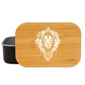 Mandala tête de lion et visage de lion - Boîte à goûter - noir - Devant