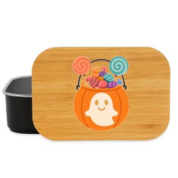 Citrouille avec des motifs de bonbons et de fantômes - Boîte à goûter - noir - Devant