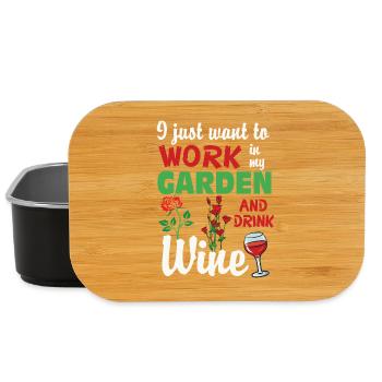 Travailler dans le jardin et boire du vin - Boîte à goûter - noir - Devant
