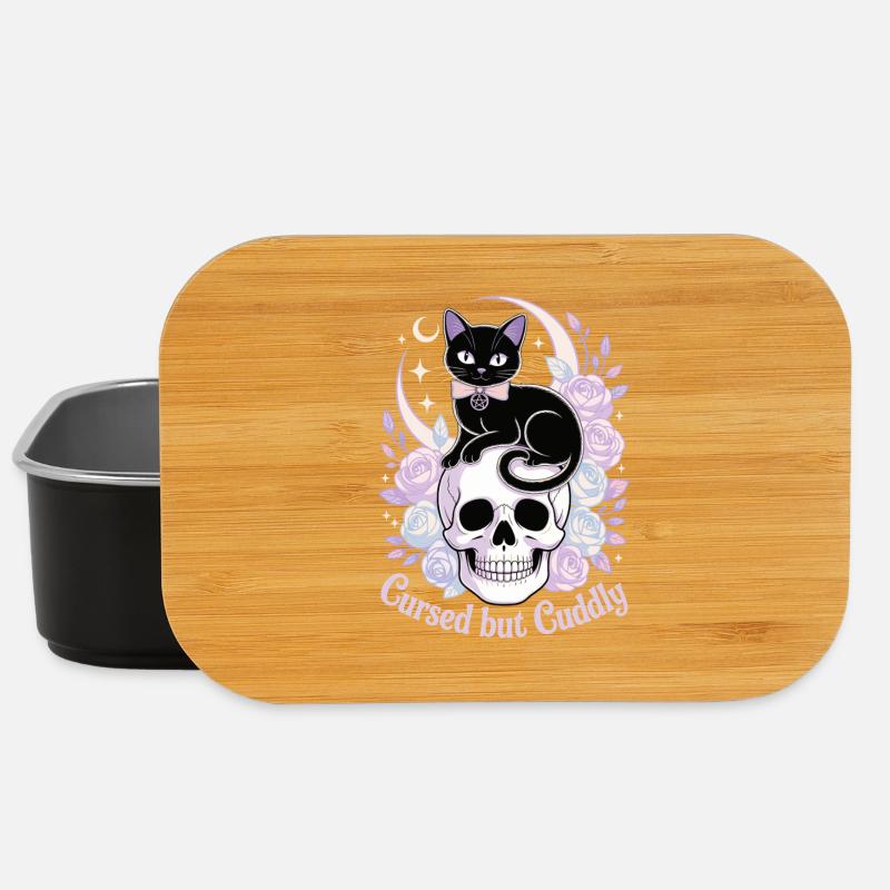 Cursed and Cuddly: Cat Skull - Lunch Box - black