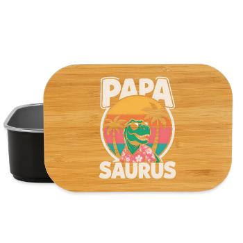 Papa Saurus Rex dinosaure Cadeau de fête des pères - Boîte à goûter - noir - Devant