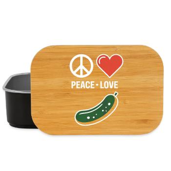 Peace Love Cucumber Drôle de cornichon Dicton - Boîte à goûter - noir - Devant