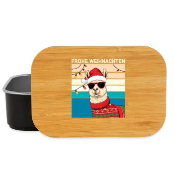 Lama de Noël : design drôle de lama de Noël - Boîte à goûter - noir - Devant