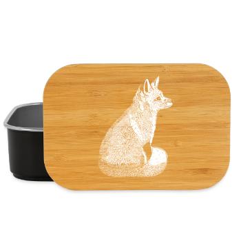 Renard vintage dessiné à la main - Boîte à goûter - noir - Devant