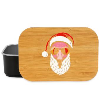Santa Flamingo, Lustiges Weihnachten Xmas Fun - Lunch Box - Schwarz - Vorne