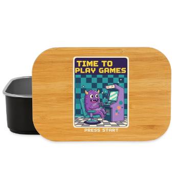 Time To Play Games Monster Retro Pixel Arcade Gift - Lunch Box - black - Front