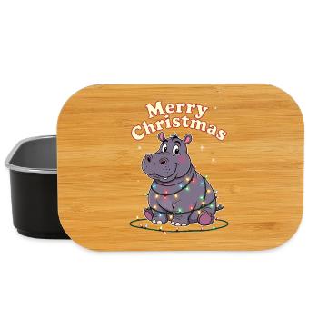 Afrika Weihnachten Zoo Nilpferd Merry Christmas - Lunch Box - Schwarz - Vorne