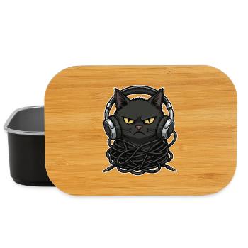 Kabel-Chaos-Katzen-Musik-Kopfhörer - Lunch Box - Schwarz - Vorne