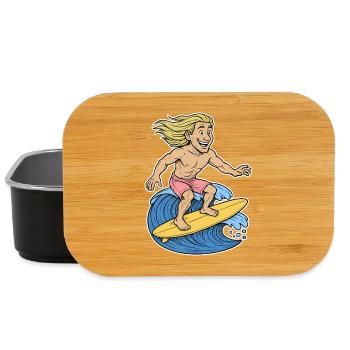 Blonde Surfer on Wave - Lunch Box - black - Front