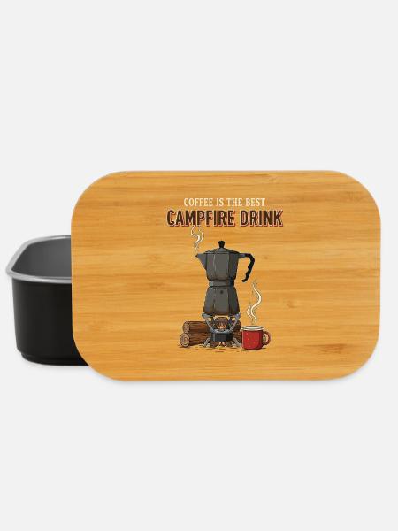 Camping Café Humour Quote Coffee Campfire Drink - Lunch Box - black