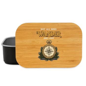 Camping Compass Humor Quote Wander Lost - Lunch Box - black - Front