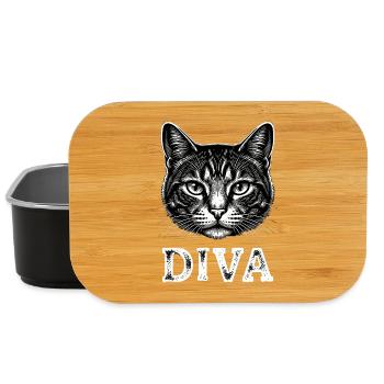 Diva Cat – Elegant Cat Motif - Lunch Box - black - Front