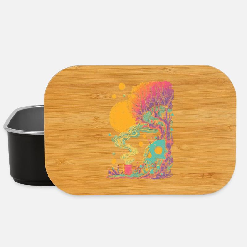 Psychedelischer Baumskull im Kosmos - Lunch Box - Schwarz