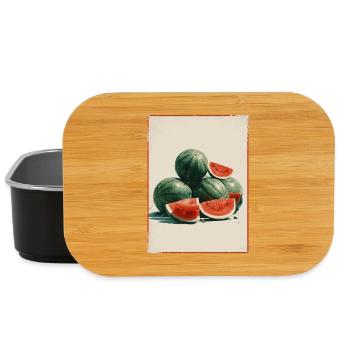 Vintage Wassermelone Scheiben - Lunch Box - Schwarz - Vorne