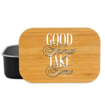 Good Things Take Time – Inspirational Typography  - Lunch Box - Schwarz - Vorne