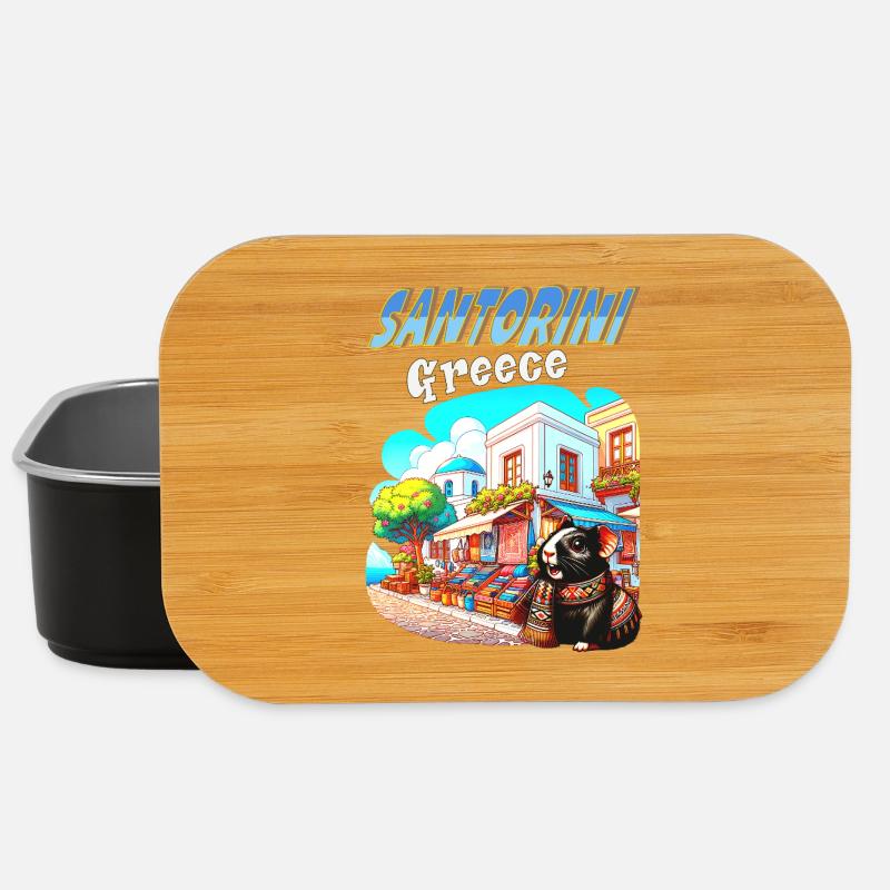 Guinea Pig Adventures in Santorini Greece - Lunch Box - black
