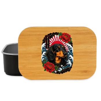 Dackel im japanischen Irezumi Tattoo Stil - Lunch Box - Schwarz - Vorne