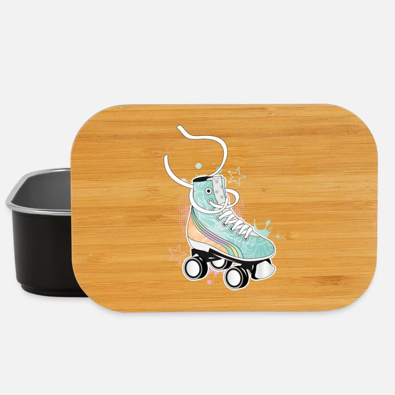 Rollschuh in Retro Farben mit Graffiti und Sterne - Lunch Box - Schwarz