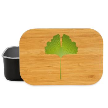 juicy green ginkgo leaf with bright lines - Lunch Box - black - Front