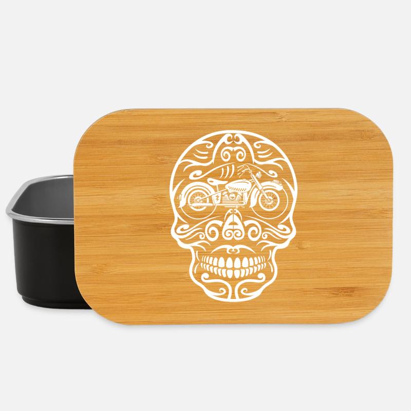 Skull Retro Motorrad - Lunch Box - Schwarz