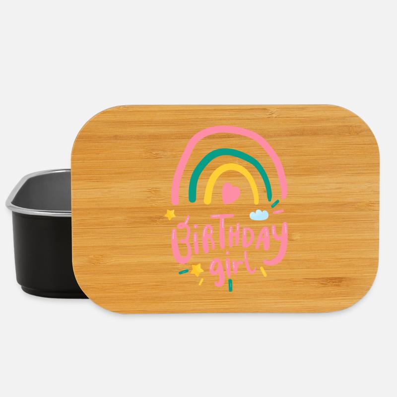 Pastel Rainbow Birthday Girl - Lunch Box - black