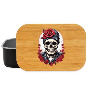 Crâne avec des roses - Boîte à goûter - noir - Devant