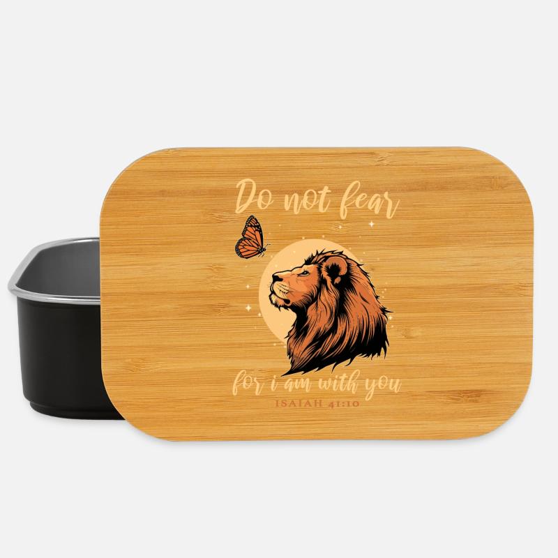 Lion, Papillon, Verset Biblique, Christian - Boîte à goûter - noir