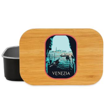 Illustration typical view of Venice and Gondolas - Lunch Box - black - Front
