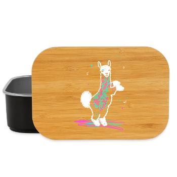 Alpaca in 80s Disco Retro Style Funky Alpaca - Lunch Box - black - Front