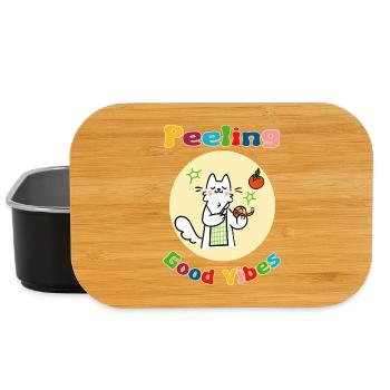 Cat Peeling Orange - Lunch Box - black - Front