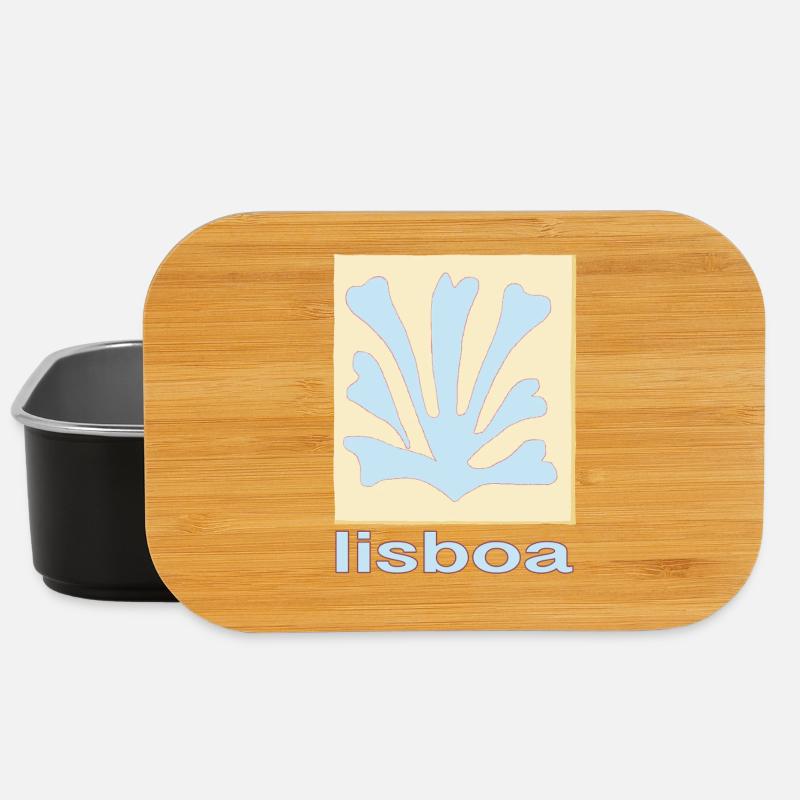 Lisboa Palmenblatt Blau Retro - Lunch Box - Schwarz