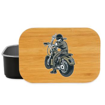 Motorcycle Biker Fuck you Provocation Skeleton - Lunch Box - black - Front