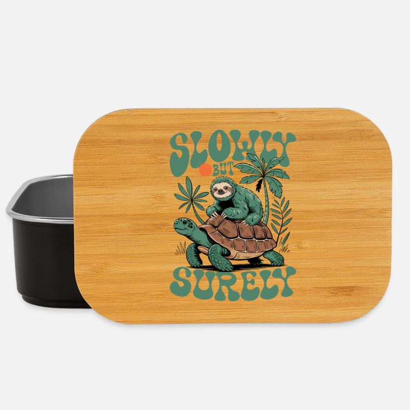 Slowly But Surely Tortoise And Sloth - Lunch Box - black