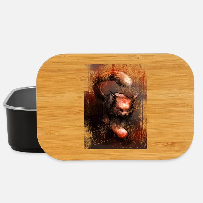Schleichender Roter Luchs [Handgemalt] - Lunch Box - Schwarz