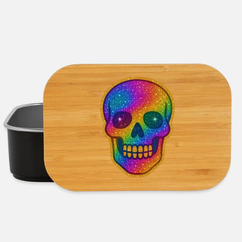 Regenbogen Skull Glitzer zu Halloween - Lunch Box - Schwarz