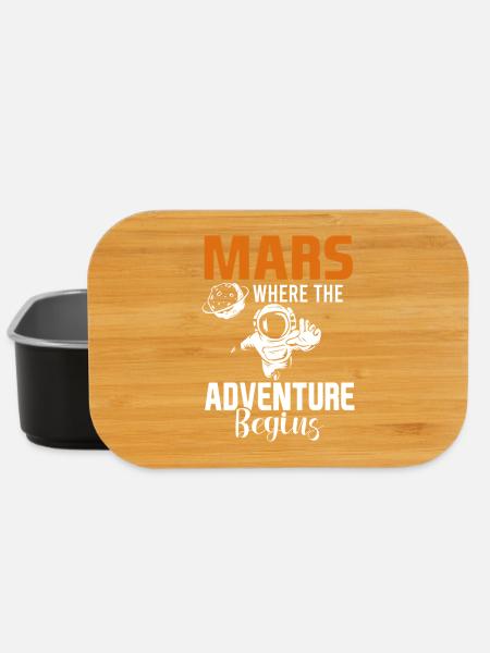 Mars Planet Weltraum Vintage Rakete	 - Lunch Box - Schwarz