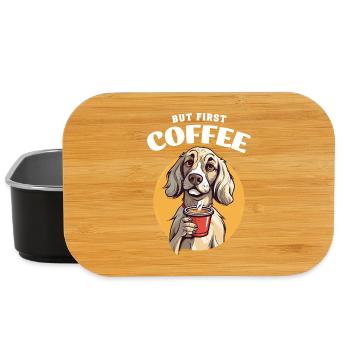 Kaffee But First Coffee Hund Tier Spruch Lustig - Lunch Box - Schwarz - Vorne