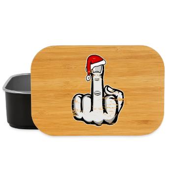 Christmas Middle Finger with Santa Hat - Lunch Box - black - Front