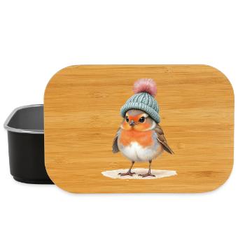 Robin in Strick-Wintermütze - Lunch Box - Schwarz - Vorne