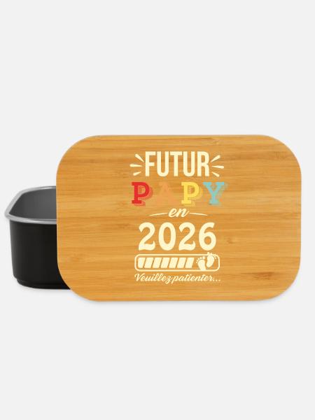 Futur Papy 2026 T-shirt Humoristique Bébé à Venir - Boîte à goûter - noir