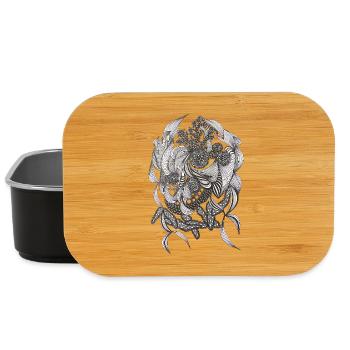 Schwarzweiß Flora Muster - Lunch Box - Schwarz - Vorne