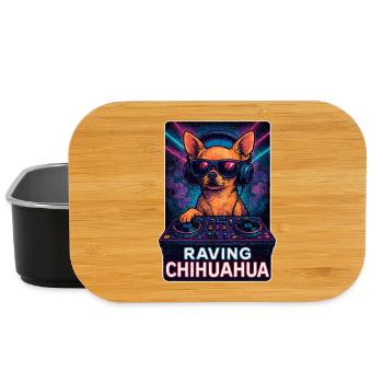 Raving Chihuahua – DJ Hund im Retro Rave Club - Lunch Box - Schwarz - Vorne