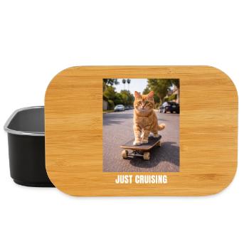 Juste un meme de chat en skateboard - Boîte à goûter - noir - Devant