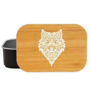 Tête de loup embossée avec motif tribal - Boîte à goûter - noir - Devant