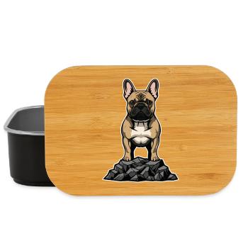 Chien Bouledogue Français sur Rocher Portrait Fier - Boîte à goûter - noir - Devant