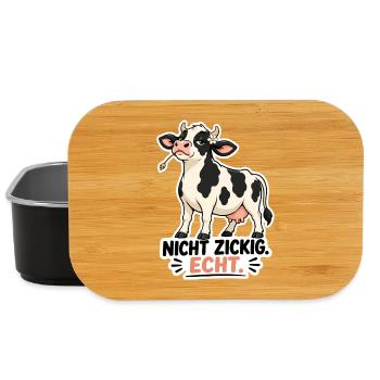 Kuh „Nicht schwierig. Echt.“ – Lustiges Statement  - Lunch Box - Schwarz - Vorne