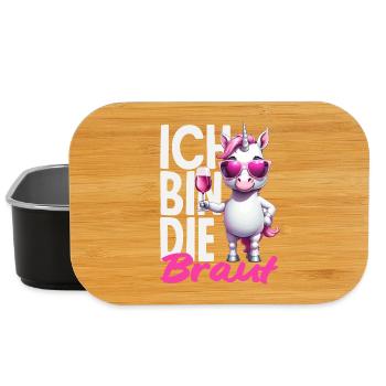 Ich Bin Die Braut Jga Einhorn Brautparty Wein - Lunch Box - Schwarz - Vorne