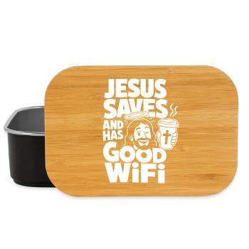 Jésus sauve et a un bon wifi - Boîte à goûter - noir - Devant