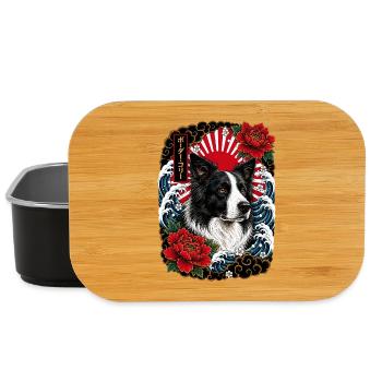 Border Collie im japanischen Irezumi Stil - Lunch Box - Schwarz - Vorne