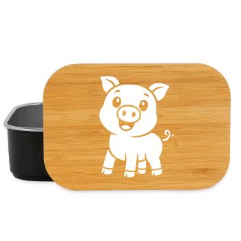 Cute Piggy Silhouette Animal Motif - Lunch Box - black - Front